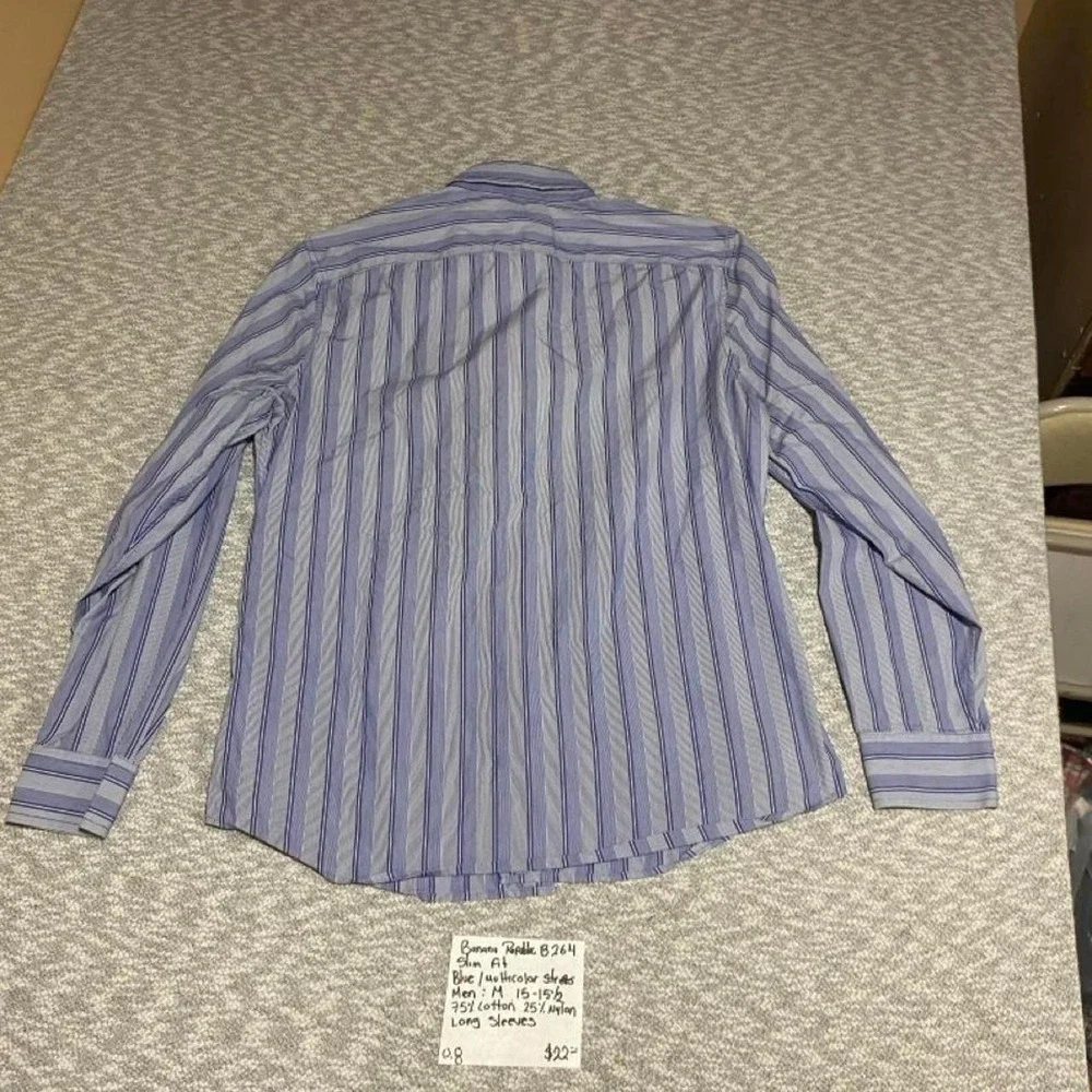 Banana Republic Blue Striped Long Sleeve Button Down Shirt men M. SKU-B264